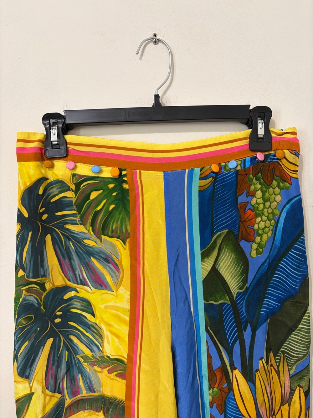 Farm Rio Tropical Botanical Wide-Leg Pants Yellow & Blue - Picture 10 of 12
